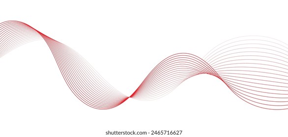 Vector abstract red background with dynamic red waves, lines and particles.	
