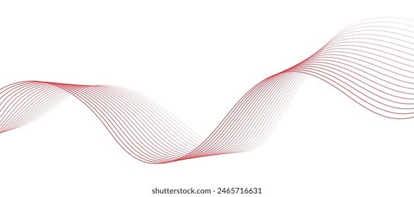 Vector abstract red background with dynamic red waves, lines and particles.	
