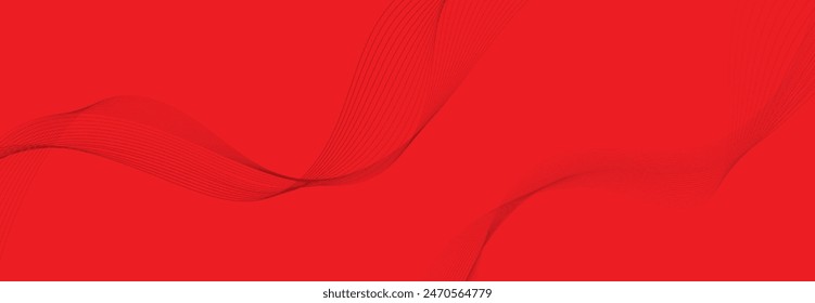Vector abstract red background with dynamic red waves, lines.	
