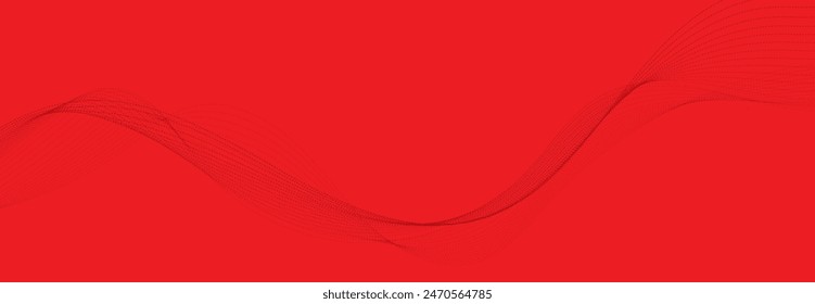 Vector abstract red background with dynamic red waves, lines.	
