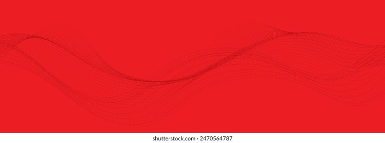 Vector abstract red background with dynamic red waves, lines.	
