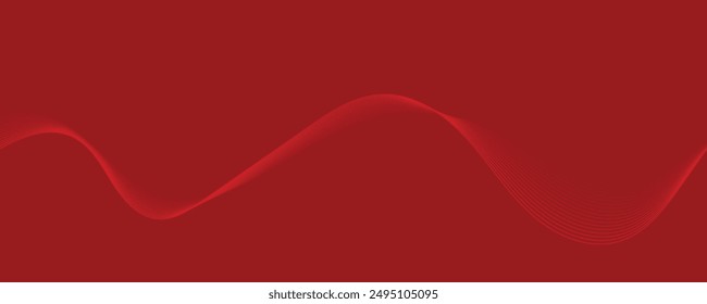 Vector abstract red background with dynamic red waves, lines and particles.	

