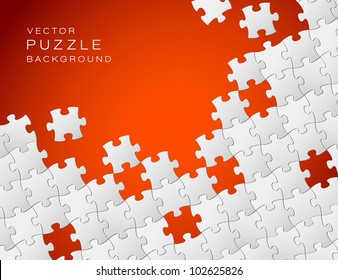 Vector Abstract red background made from white puzzle pieces and place for your content