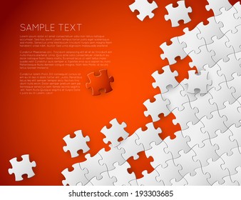 Vector Abstract red background made from white puzzle pieces and place for your content