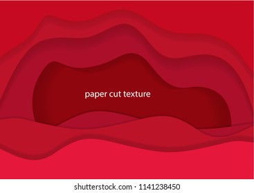 Vector abstract red background in the paper cut style for design of a cover of business brochures, flyers, leaflets. Modern realistic template with carving of paper magenta waves for posters.