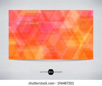 Vector abstract red banner design with geometric hexagonal background