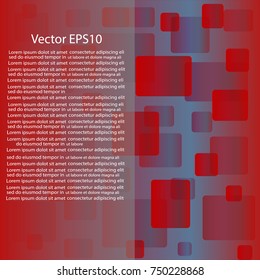 Vector abstract red and blue squares background with area for text