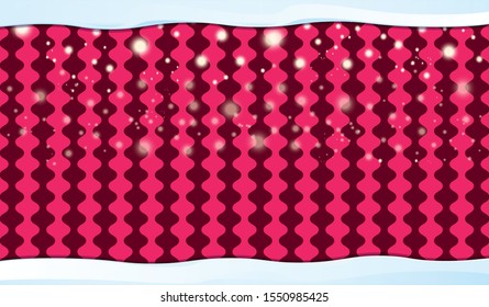 Vector abstract red christmas stripped background with lights, snow, blurs and glow effects. Horizontal christmas banner, flyer, xmas sale poster layout design template