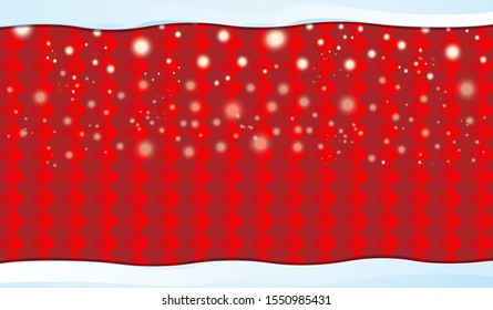 Vector abstract red christmas stripped background with lights, snow, blurs and glow effects. Horizontal christmas banner, flyer, xmas sale poster layout design template