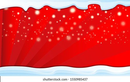 Vector abstract red christmas stripped background with lights, snow, blurs and glow effects. Horizontal christmas banner, flyer, xmas sale poster layout design template