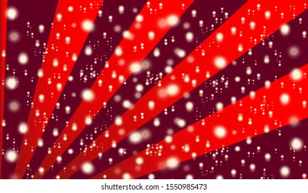Vector abstract red christmas stripped background with lights, snow, blurs and glow effects. Horizontal christmas banner, flyer, xmas sale poster layout design template