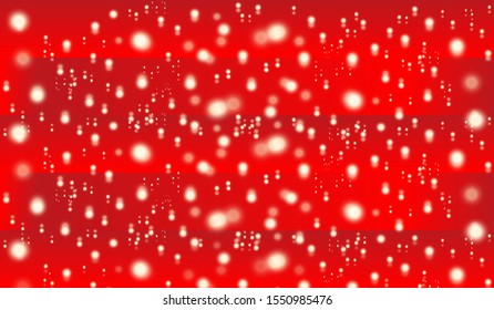 Vector abstract red christmas stripped background with lights, snow, blurs and glow effects. Horizontal christmas banner, flyer, xmas sale poster layout design template