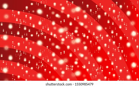 Vector abstract red christmas stripped background with lights, snow, blurs and glow effects. Horizontal christmas banner, flyer, xmas sale poster layout design template