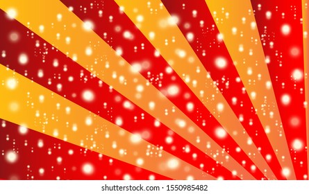 Vector abstract red christmas stripped background with lights, snow, blurs and glow effects. Horizontal christmas banner, flyer, xmas sale poster layout design template