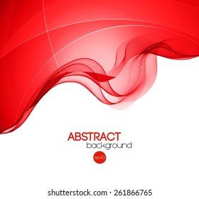 Vector Abstract red curved lines background. Brochure design