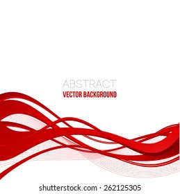 Vector Abstract red curved lines background. Template brochure design