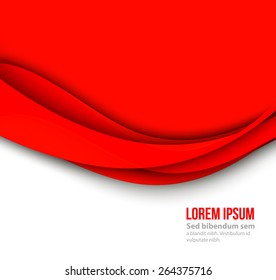 Vector Abstract red curved lines background. Template brochure design