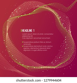 Vector Abstract Red Geometric Lines and Particles Digital Tech Halftone Background Pattern