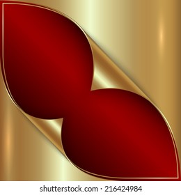 Vector abstract red and golden metallic background