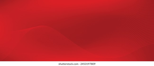 Vector abstract red gradient background with dynamic red waves, lines and particles.	
