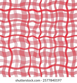 Vector abstract red monochrome seamless pattern with wave lines on transparent background. For textiles, wallpaper and packaging
