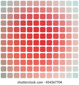 Vector abstract red mosaic background with rounded square tiles over white, square format.