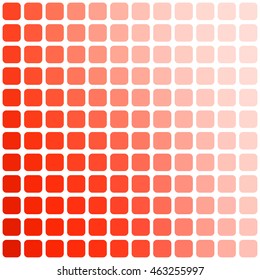 Vector abstract red mosaic background with rounded square tiles over white, square format.