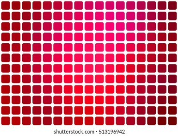 Vector abstract red mosaic background with rounded square tiles over white, horizontal format.