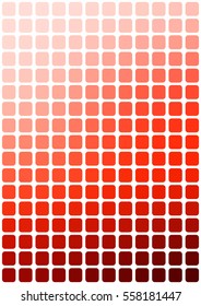 Vector abstract red mosaic background with rounded square tiles over white, vertical format.