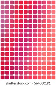 Vector abstract red mosaic background with rounded square tiles over white, vertical format.