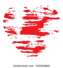 Vector abstract red painted heart isolated on white background