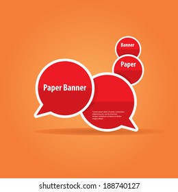 vector abstract red paper banner or speech bubble on stylish orange background