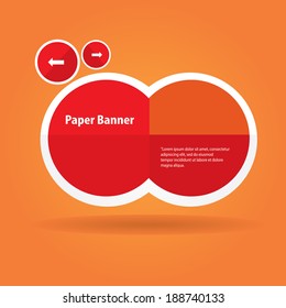 vector abstract red paper banner or speech bubble on stylish orange background