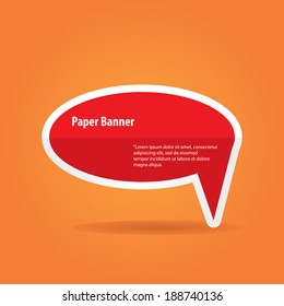 vector abstract red paper banner or speech bubble on stylish orange background