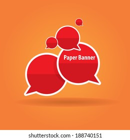 vector abstract red paper banner or speech bubble on stylish orange background