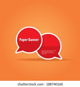 vector abstract red paper banner or speech bubble on stylish orange background