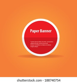 vector abstract red paper banner or speech bubble on stylish orange background