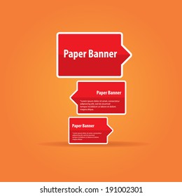 vector abstract red paper banner or speech bubble on stylish orange background
