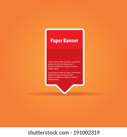 vector abstract red paper banner or speech bubble on stylish orange background