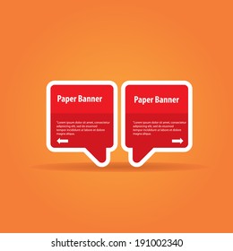 vector abstract red paper banner or speech bubble on stylish orange background
