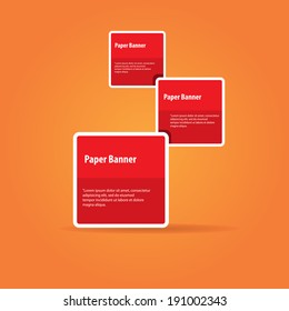 vector abstract red paper banner or speech bubble on stylish orange background