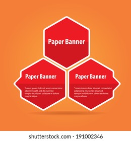 vector abstract red paper banner or speech bubble on stylish orange background