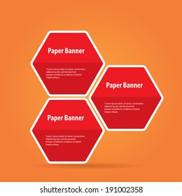 vector abstract red paper banner or speech bubble on stylish orange background