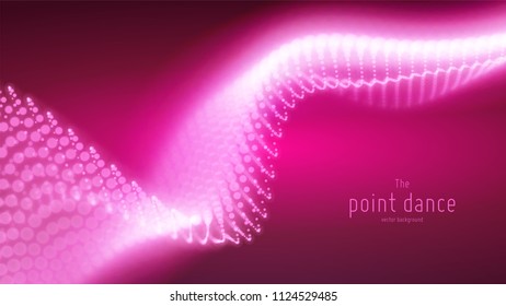Vector abstract red particle wave, points array, shallow depth of field. Futuristic illustration. Technology digital splash or explosion of data points. Point dance waveform. Cyber UI, HUD element