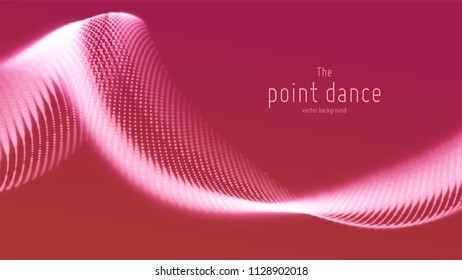Vector abstract red particle wave, points array, shallow depth of field. Futuristic illustration. Technology digital splash or explosion of data points. Point dance waveform. Cyber UI, HUD element