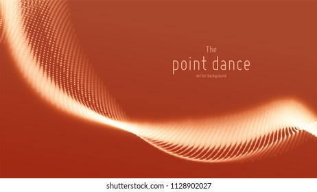 Vector abstract red particle wave, points array, shallow depth of field. Futuristic illustration. Technology digital splash or explosion of data points. Point dance waveform. Cyber UI, HUD element