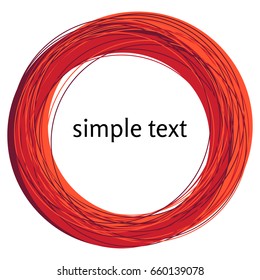 Vector abstract red swirl shape isolated on white background. Rainbow abstract circle frame
