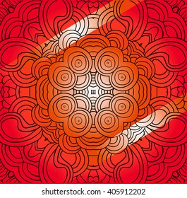 Vector abstract red tracery. Can be used as card, invitation, adult coloring book, coloring page.     