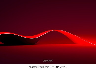 Vector abstract red wave background with liquid and shapes on fluid gradient with gradient and light effects. Shiny color effects.