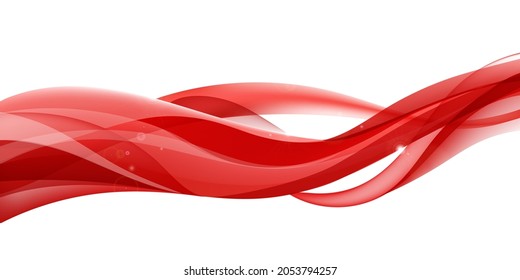 Vector abstract red wavy background. Curve flow motion illustration. Trendy gradient shapes composition. 